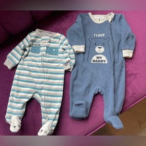 “Little Brother” and “I love my Daddy” Onesie Pajamas for Baby Boy (*Note Sizes)